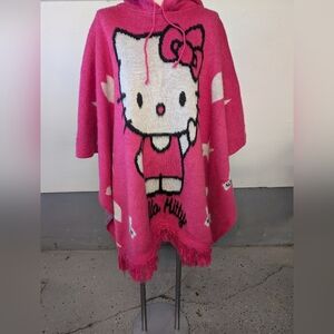 Hello Kitty Pink Soft Knit Hooded Poncho Unisex